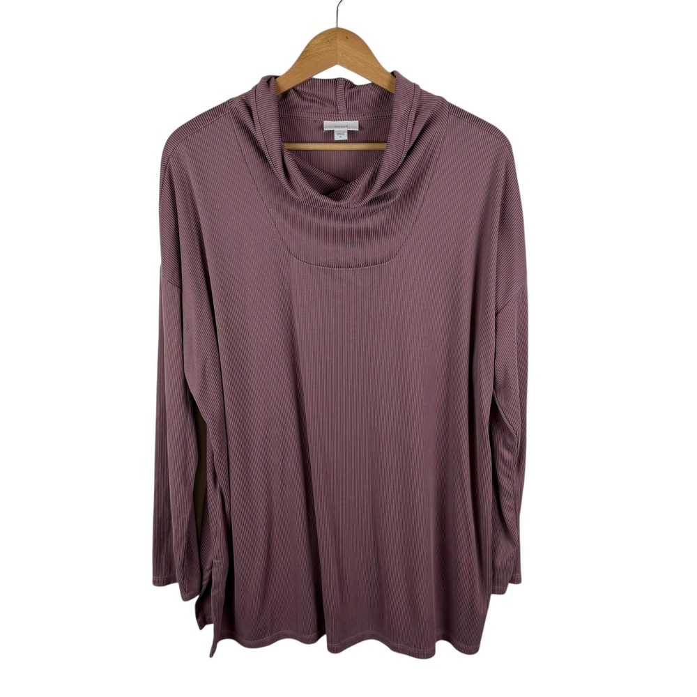 Purejill J Jill Ribbed‎ Cowl Neck Tunic Top Sz XL Mauve Stretch Oversized Lounge